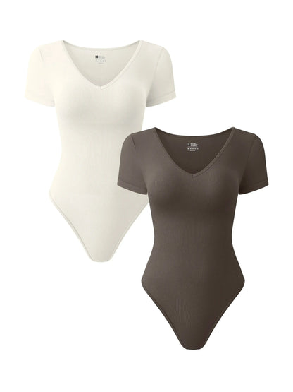 Tummy Control Bodysuits V-Neck black shapewear