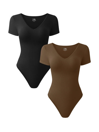 Tummy Control Bodysuits V-Neck back design